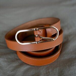Abercrombie & Fitch Oval Buckle Belt — Tan/Gold — Size L/XL — Like New